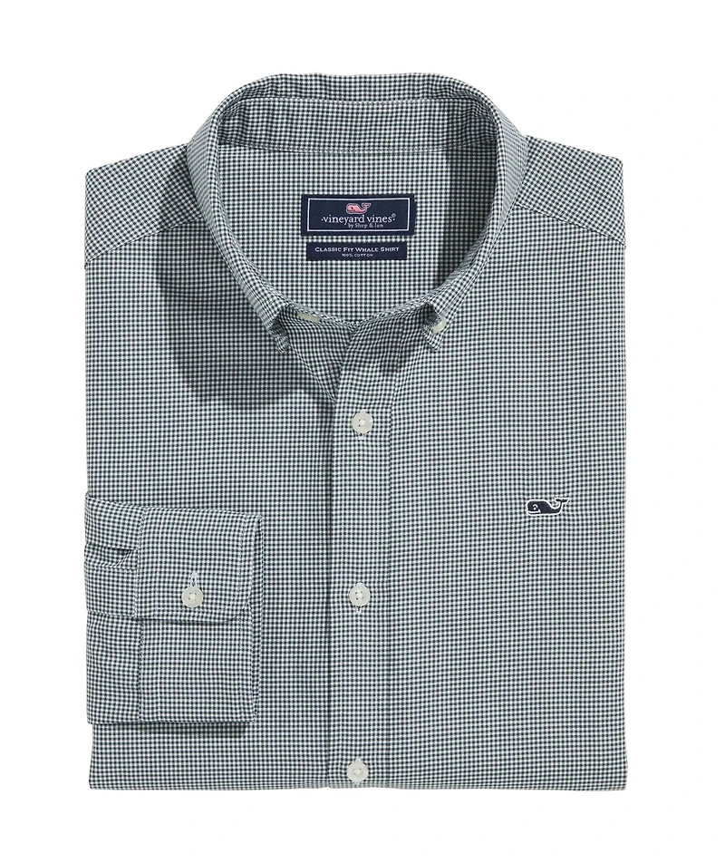 OUTLET Classic Fit Micro Gingham Poplin Whale Shirt