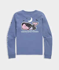 Girls' Glitter Vampire Whale Long-Sleeve Pocket Tee