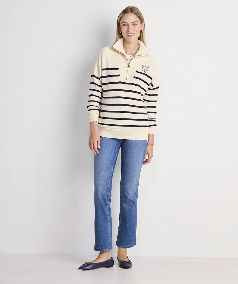 Head Of The Charles® Women's Breton Stripe Quarter-Zip Sweater