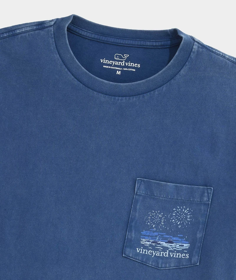 Drift Dye Beach Fireworks Whale Short-Sleeve Pocket Tee
