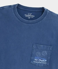 Drift Dye Beach Fireworks Whale Short-Sleeve Pocket Tee