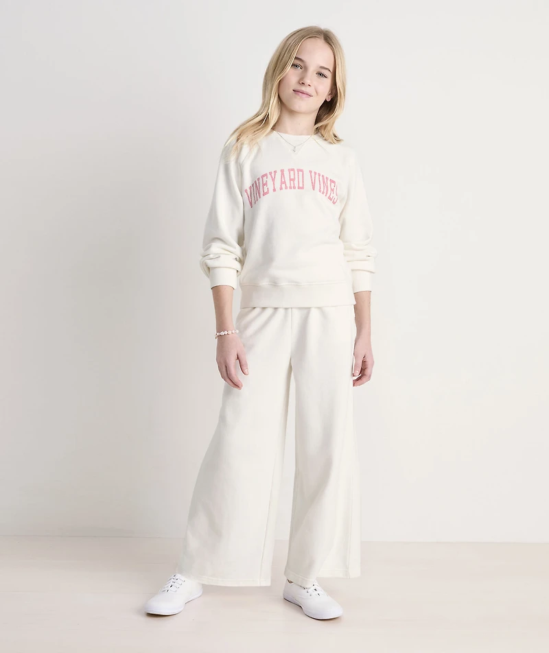 Girls' French Terry Wide Leg Sweatpant