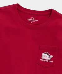 Girls' Glitter Hat Santa Whale Long-Sleeve Pocket Tee