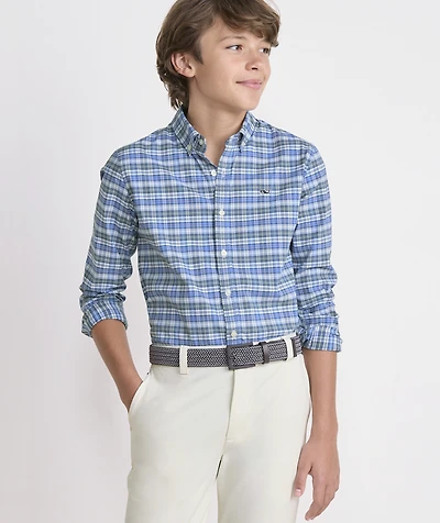 Boys' Faraway Plaid Performance Cotton Shirt