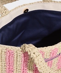 Womens Small Striped Straw Tote