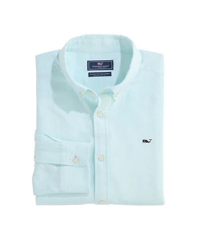 OUTLET Classic Fit Crossdye Cotton Linen Whale Shirt