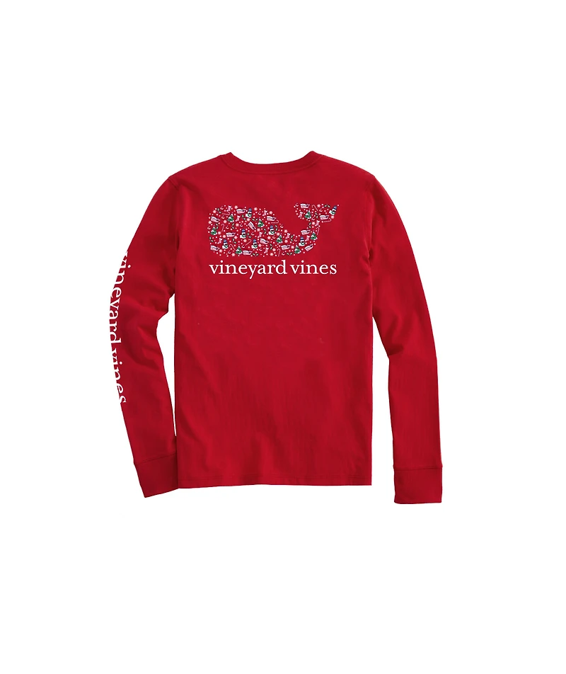 OUTLET Girls' Santa Whales Long-Sleeve Pocket Tee