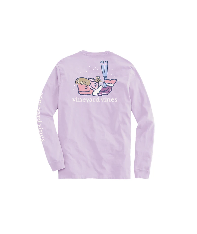OUTLET Watercolor Ski Whale Long-Sleeve Pocket Tee