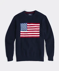 American Flag Cotton Crewneck Sweater