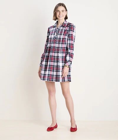 OUTLET Women's Plaid Poplin Popover Dress