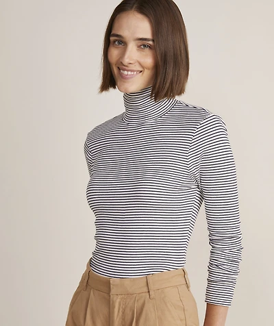 OUTLET Women's Striped Heritage Rib Turtleneck