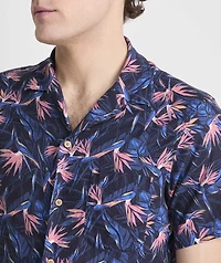 Birds of Paradise Linen Blend Short-Sleeve Cabana Shirt