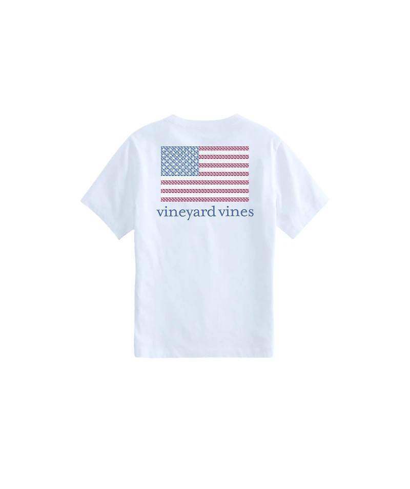 OUTLET Boys' American Flag Whales Short-Sleeve Pocket Tee