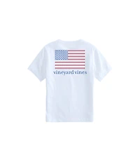 OUTLET Boys' American Flag Whales Short-Sleeve Pocket Tee