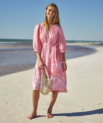 Linen Midi Cover-Up Dress