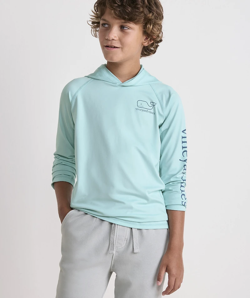 Boys' Whale Outline Harbor Sun Performance Hoodie Tee