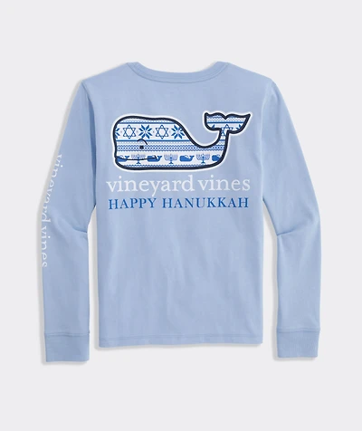Girls' Hanukkah Whale Long-Sleeve Pocket Tee