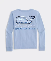 Girls' Hanukkah Whale Long-Sleeve Pocket Tee