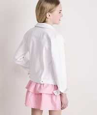 Girls' White Denim Jacket