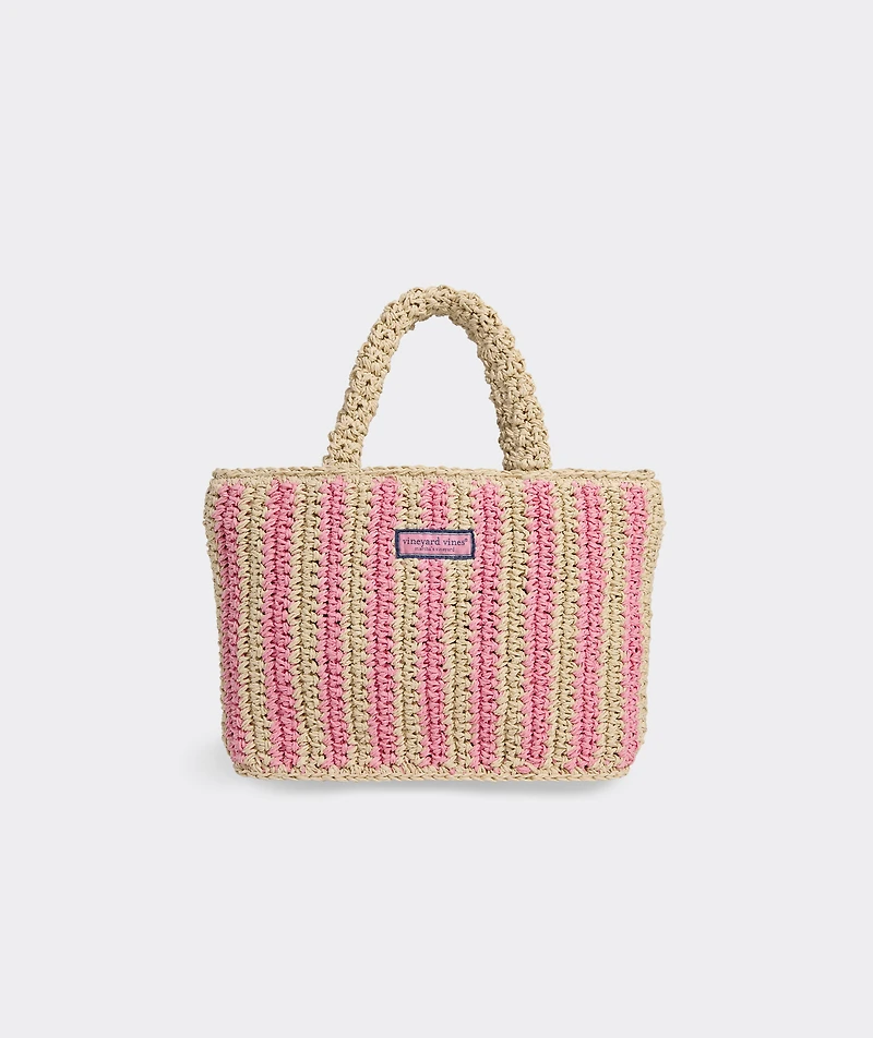 Womens Small Striped Straw Tote