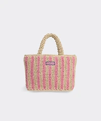 Womens Small Striped Straw Tote