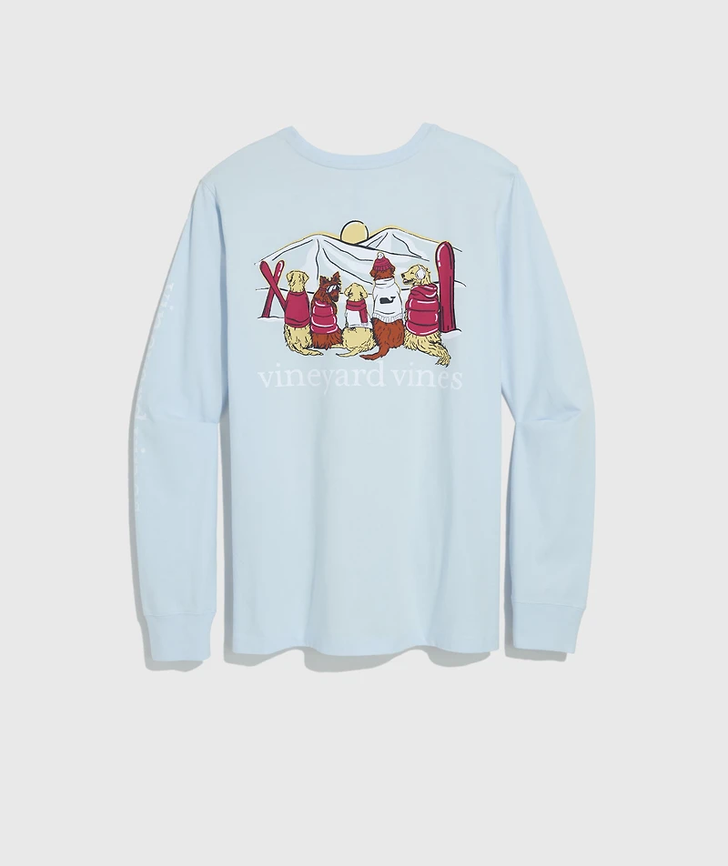 Women's Sunset Ski Pups Long-Sleeve Pocket Tee