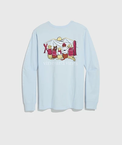 Women's Sunset Ski Pups Long-Sleeve Pocket Tee