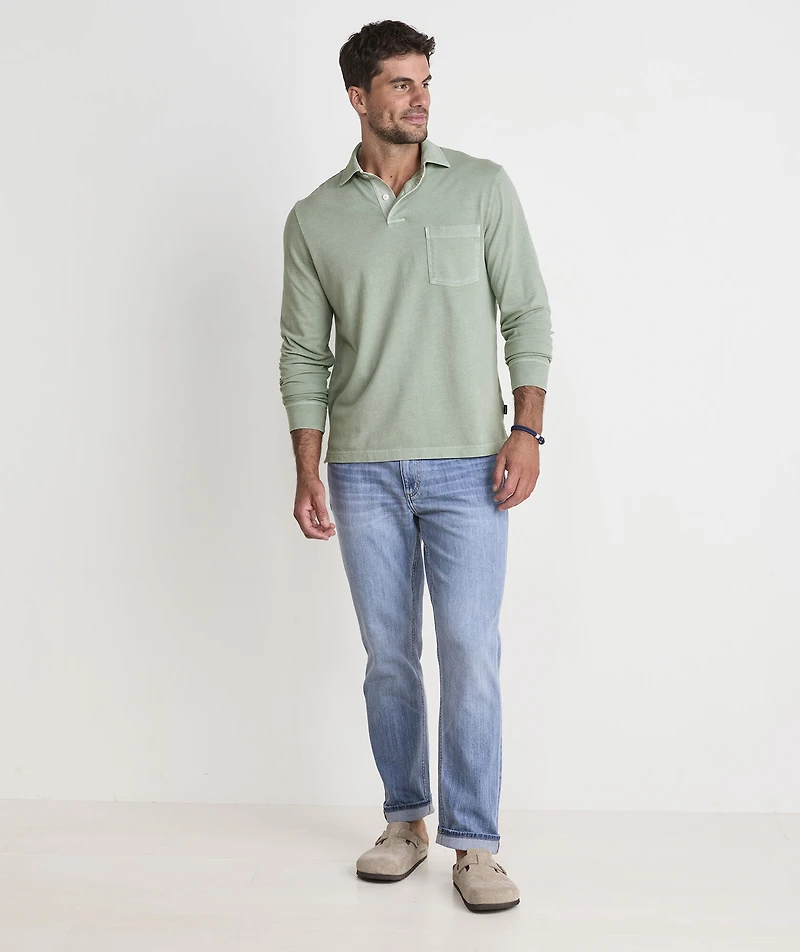 Lived-In Long-Sleeve Pique Polo