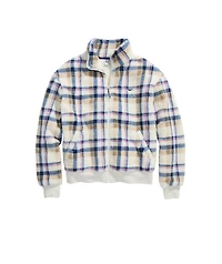OUTLET Plaid Fuzzy Bomber Jacket