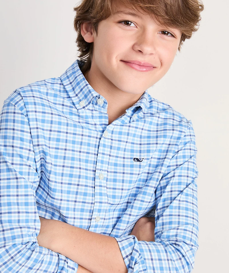 Boys' Bellamy Plaid Performance Cotton Shirt
