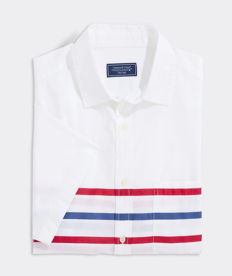 Ash Stripe Cotton Madras Short-Sleeve Shirt