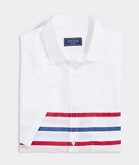 Ash Stripe Cotton Madras Short-Sleeve Shirt