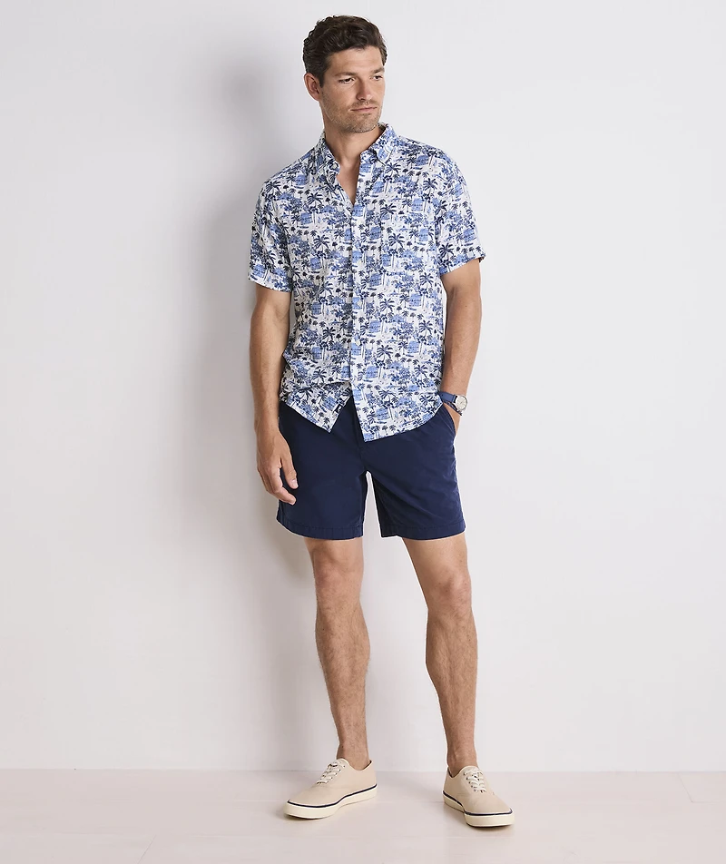 Gasparilla Scene Linen Blend Short-Sleeve Shirt