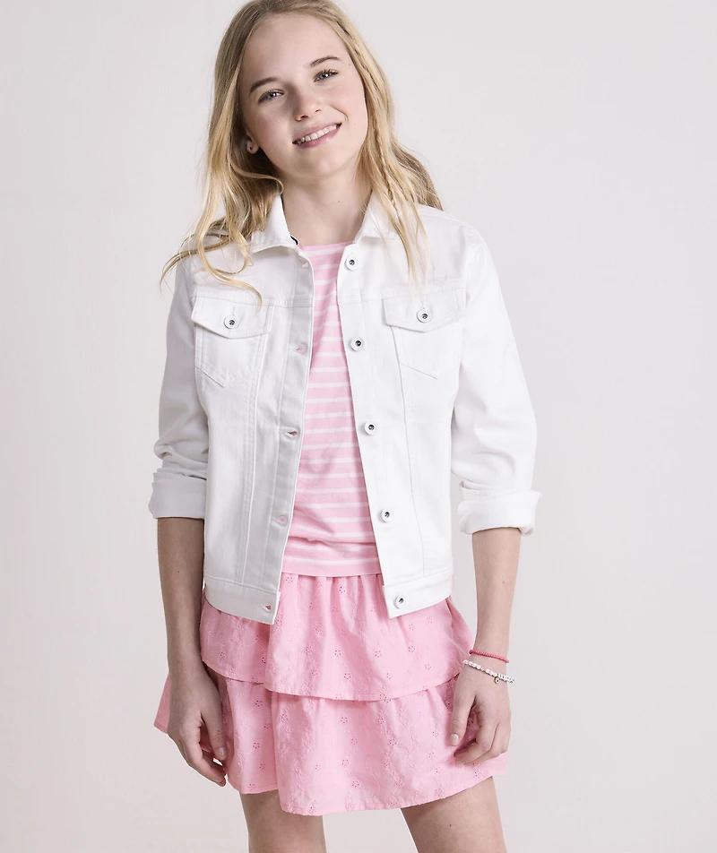 Girls' White Denim Jacket