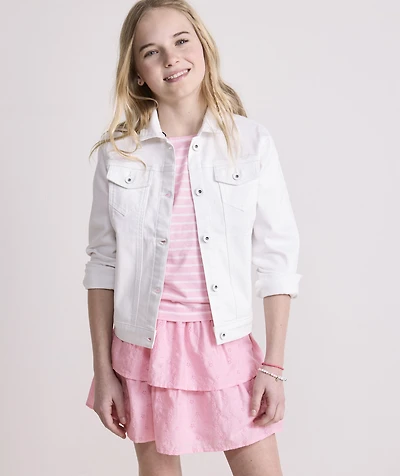Girls' White Denim Jacket
