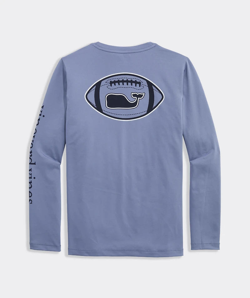 Boys' Football Whale Dot Long-Sleeve Harbor Sun Performance Tee
