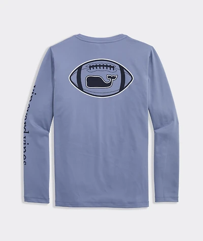 Boys' Football Whale Dot Long-Sleeve Harbor Sun Performance Tee