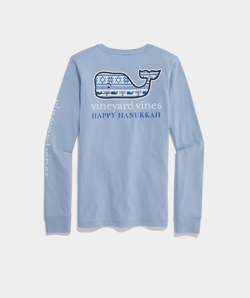 Hanukkah Whale Long-Sleeve Pocket Tee