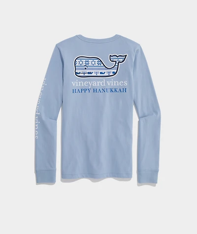 Hanukkah Whale Long-Sleeve Pocket Tee