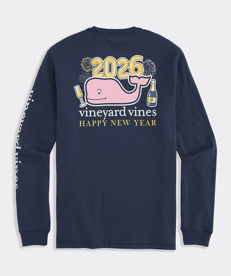 2026 New Year's Eve Whale Long-Sleeve Pocket Tee