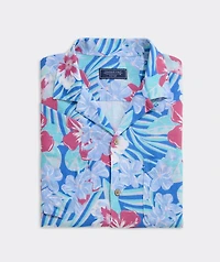 Island Floral Linen Blend Short-Sleeve Cabana Shirt