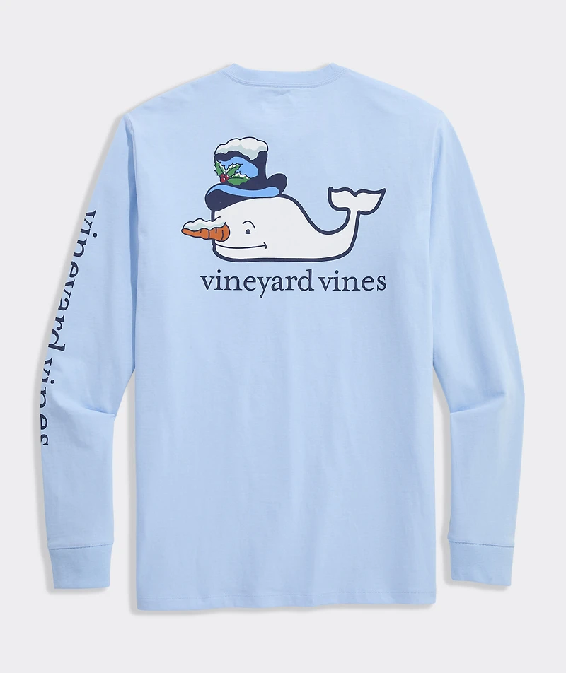 Snowman Whale Long-Sleeve Pocket Tee