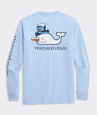 Snowman Whale Long-Sleeve Pocket Tee