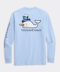 Snowman Whale Long-Sleeve Pocket Tee