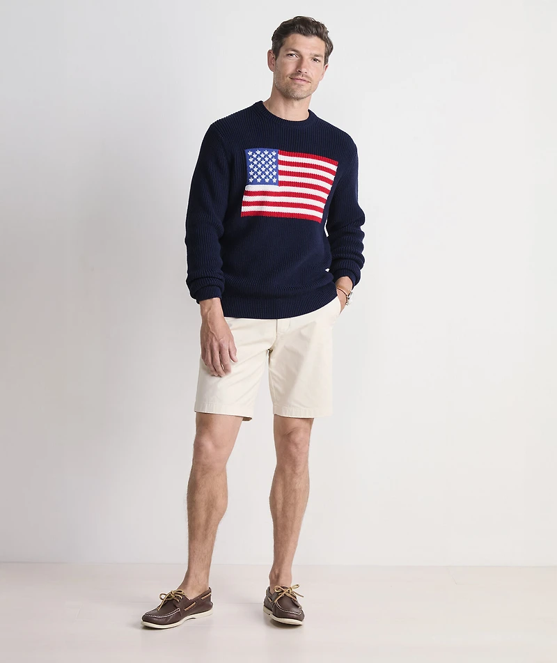American Flag Cotton Crewneck Sweater