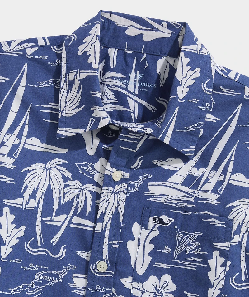 Boys' Printed Cotton Short-Sleeve Shirt