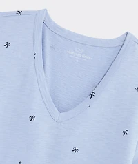 OUTLET Women's Printed Slub V-Neck Tee