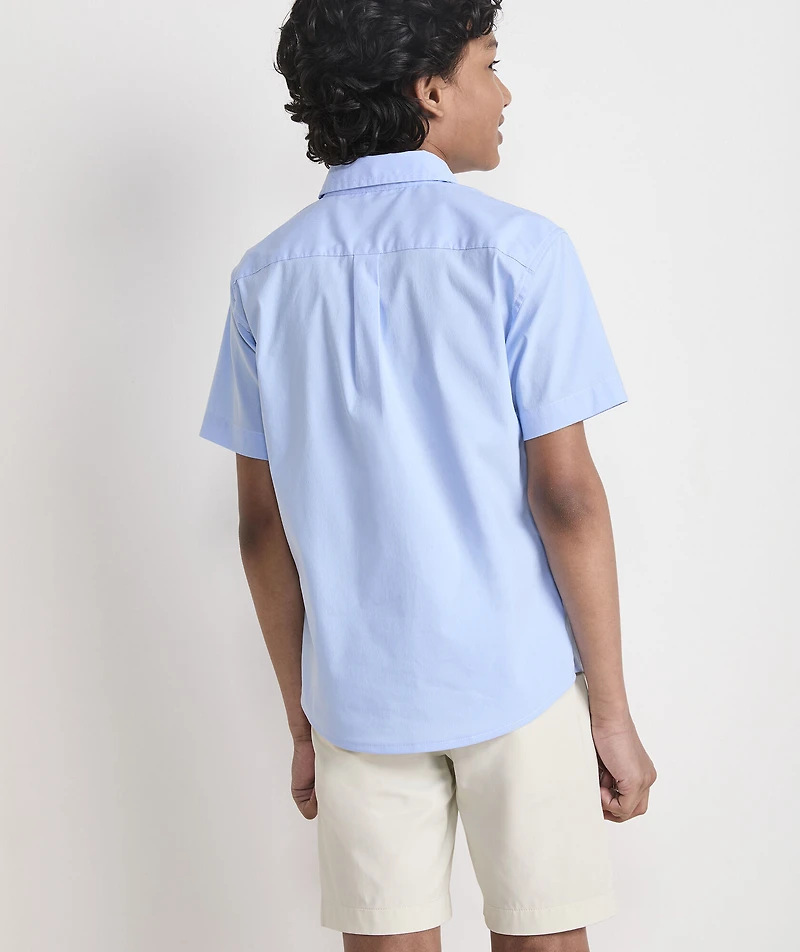 Boys' Breakwater Solid Performance Cotton Short-Sleeve Shirt