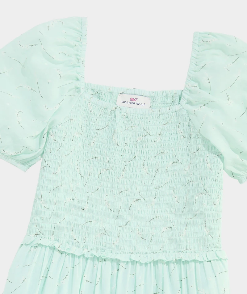 Girls' Smocked Puff-Sleeve Dress