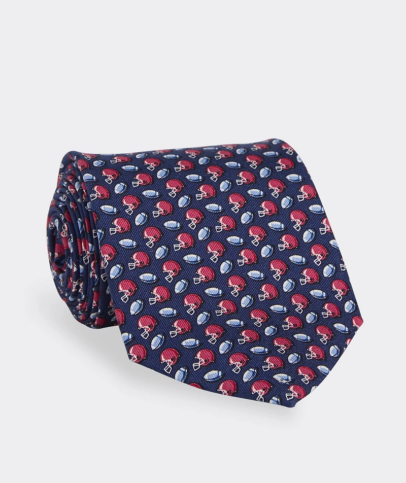 Tossed Football & Helmet Silk Tie